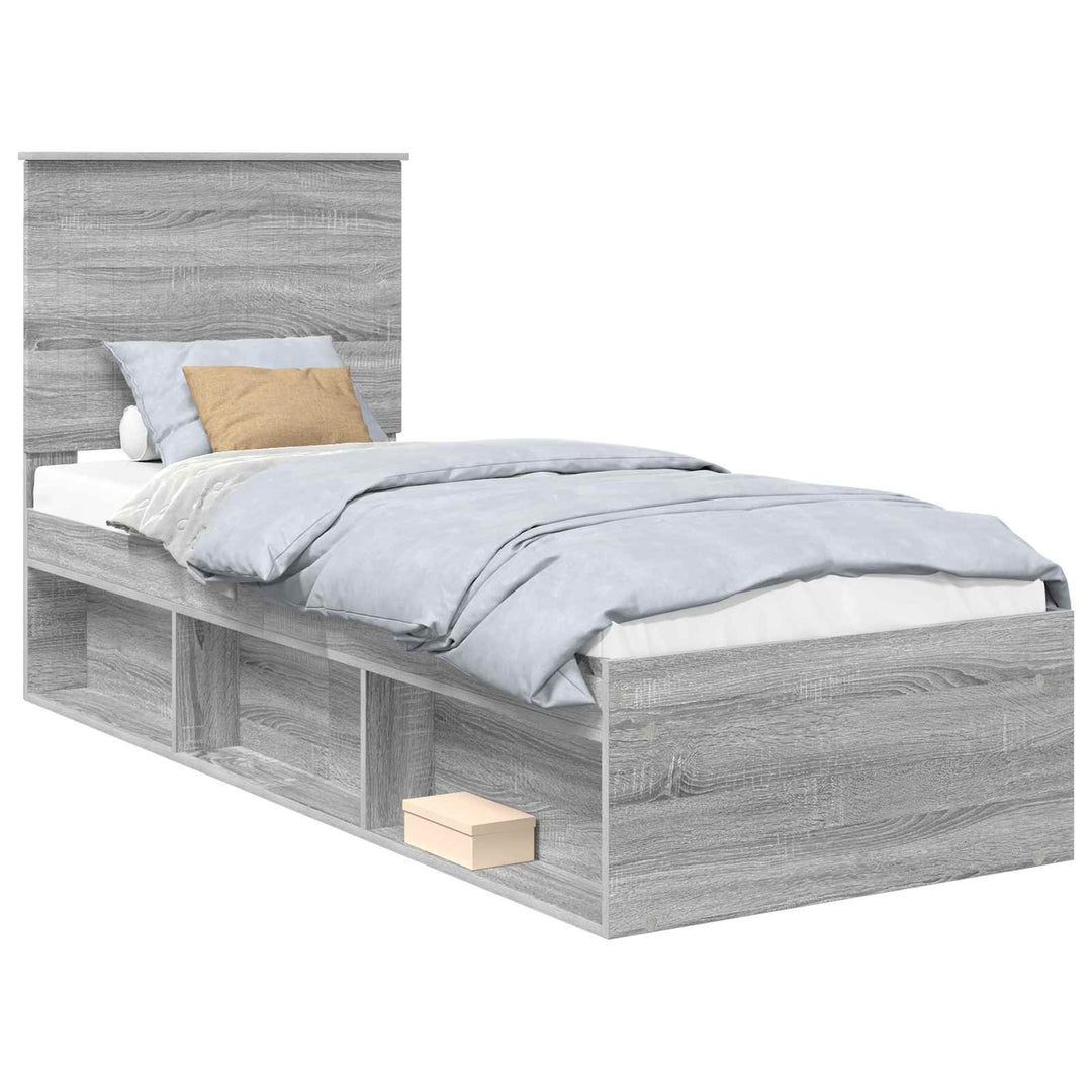 Sengestel med hovedgærde Grå Sonoma 75 x 190 cm Massiv fyrretræ