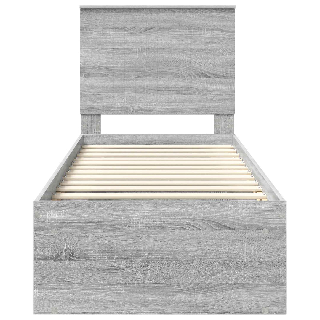 Sengestel med hovedgærde Grå Sonoma 75 x 190 cm Massiv fyrretræ