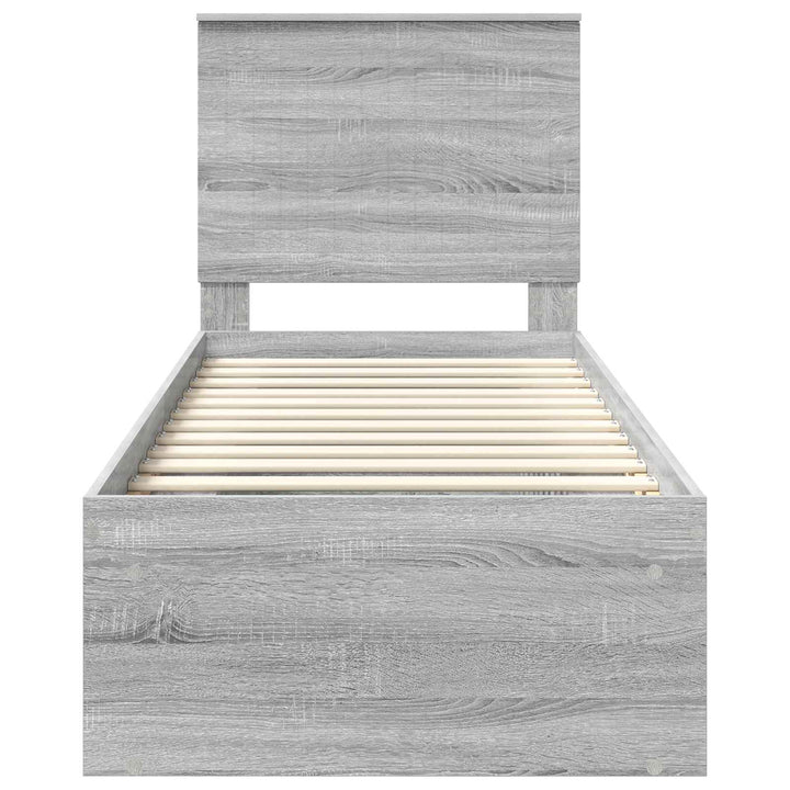 Sengestel med hovedgærde Grå Sonoma 75 x 190 cm Massiv fyrretræ