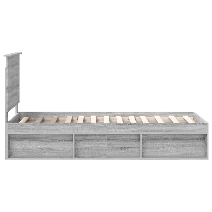 Sengestel med hovedgærde Grå Sonoma 75 x 190 cm Massiv fyrretræ
