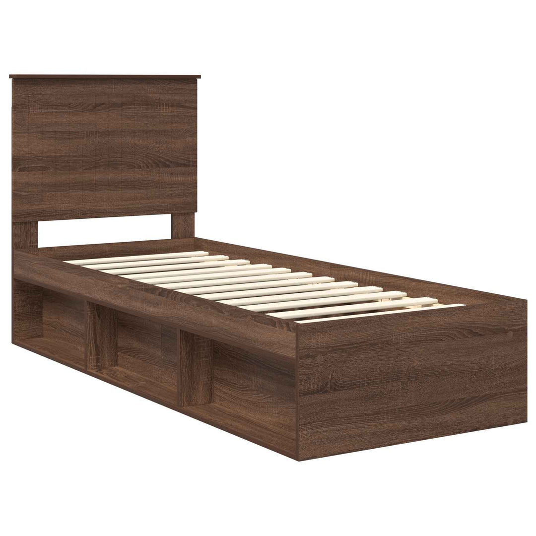 Sengestel med hovedgærde Brun eg 75 x 190 cm Massiv fyrretræ