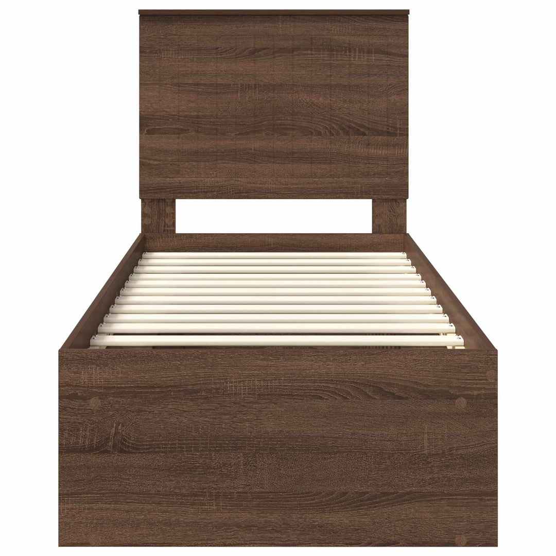 Sengestel med hovedgærde Brun eg 75 x 190 cm Massiv fyrretræ
