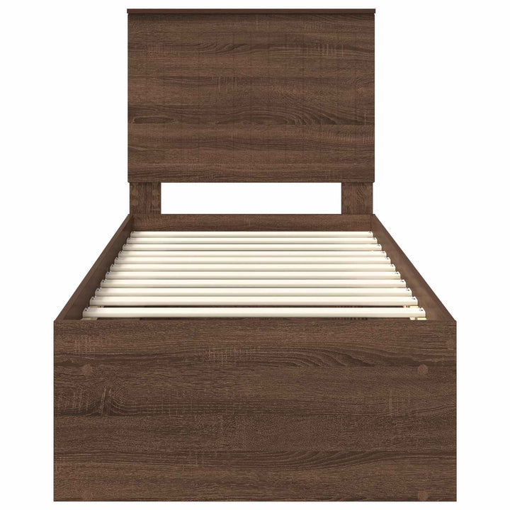 Sengestel med hovedgærde Brun eg 75 x 190 cm Massiv fyrretræ