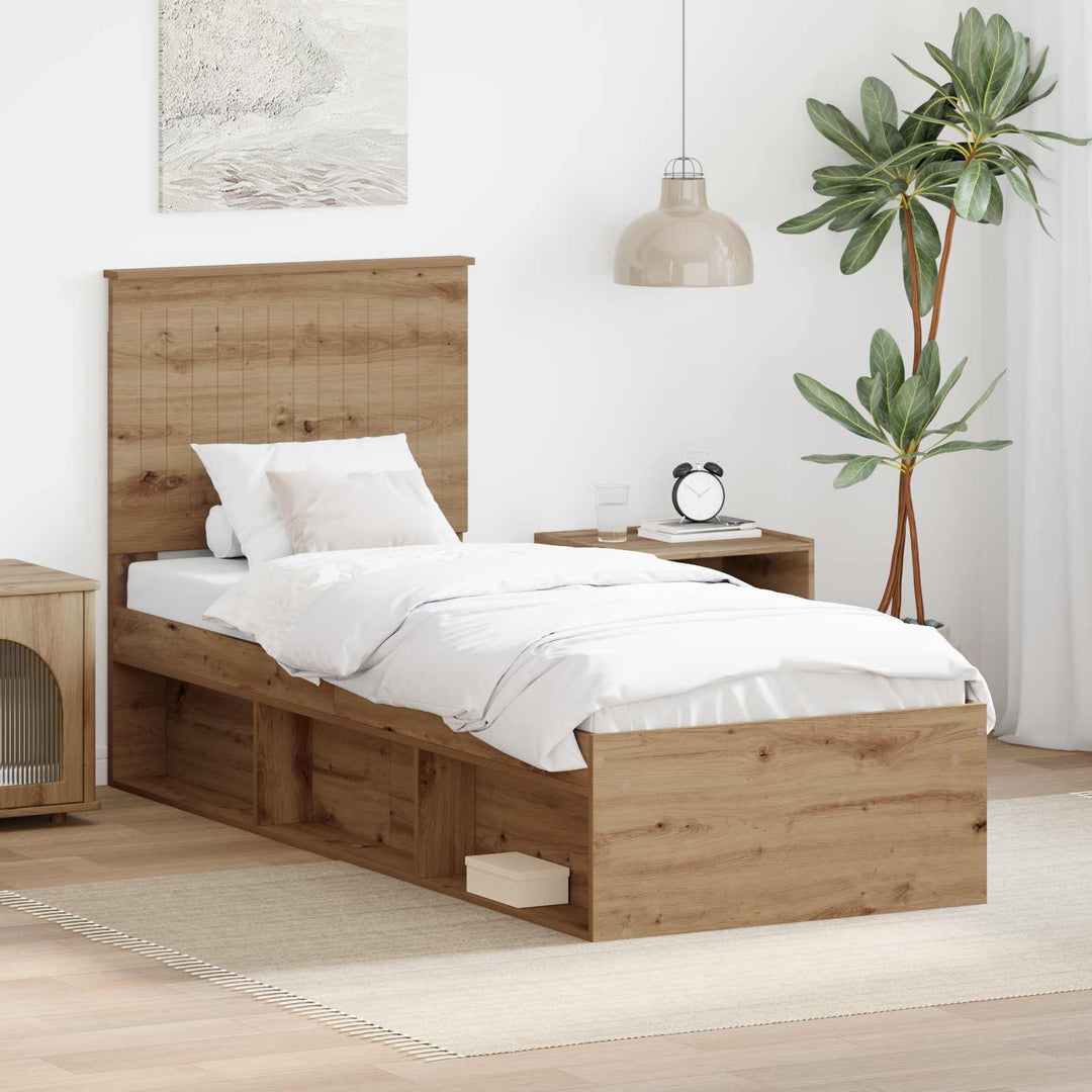 Sengestel med hovedgærde Artisan eg 75 x 190 cm Massiv fyrretræ