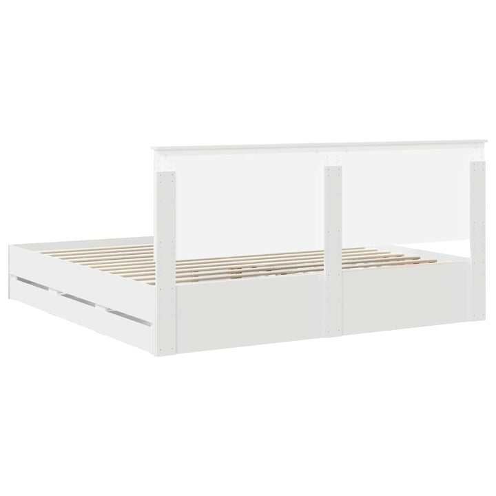 Sengestel med skuffe Hvid 200 x 200 cm Ingeniørtræ