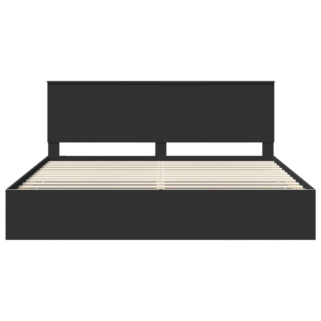 Sengestel med skuffe Sort 200 x 200 cm Ingeniørtræ