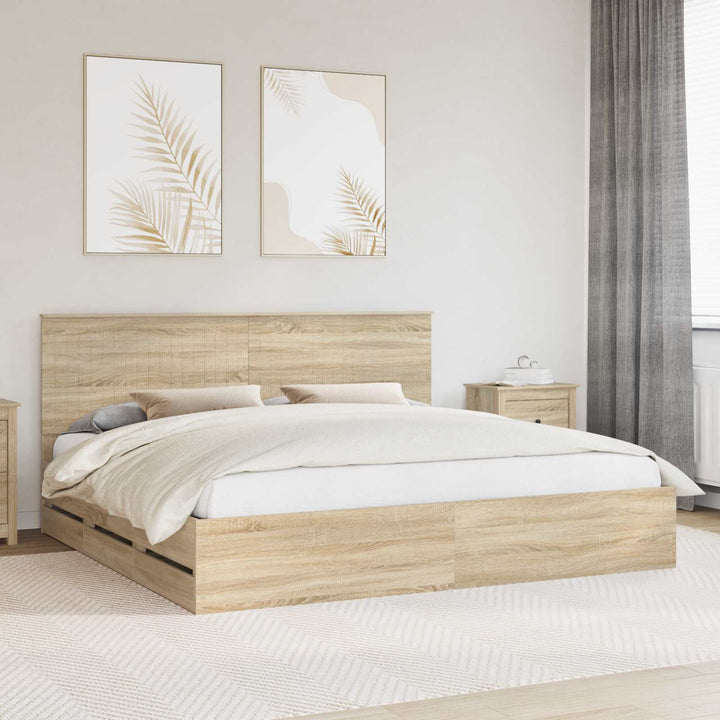 Sengestel med skuffe Sonoma eg 200 x 200 cm Ingeniørtræ