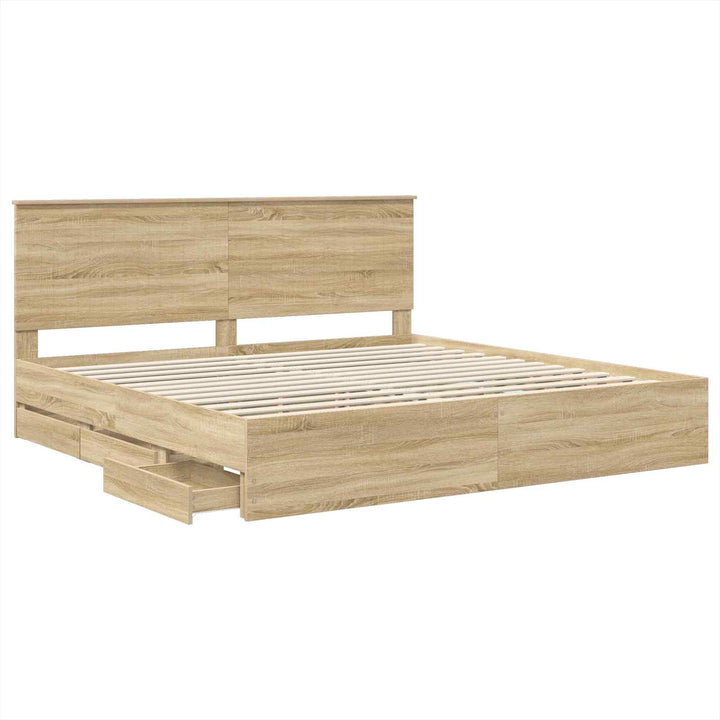 Sengestel med skuffe Sonoma eg 200 x 200 cm Ingeniørtræ