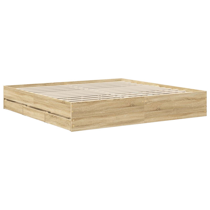 Sengestel med skuffe Sonoma eg 200 x 200 cm Ingeniørtræ