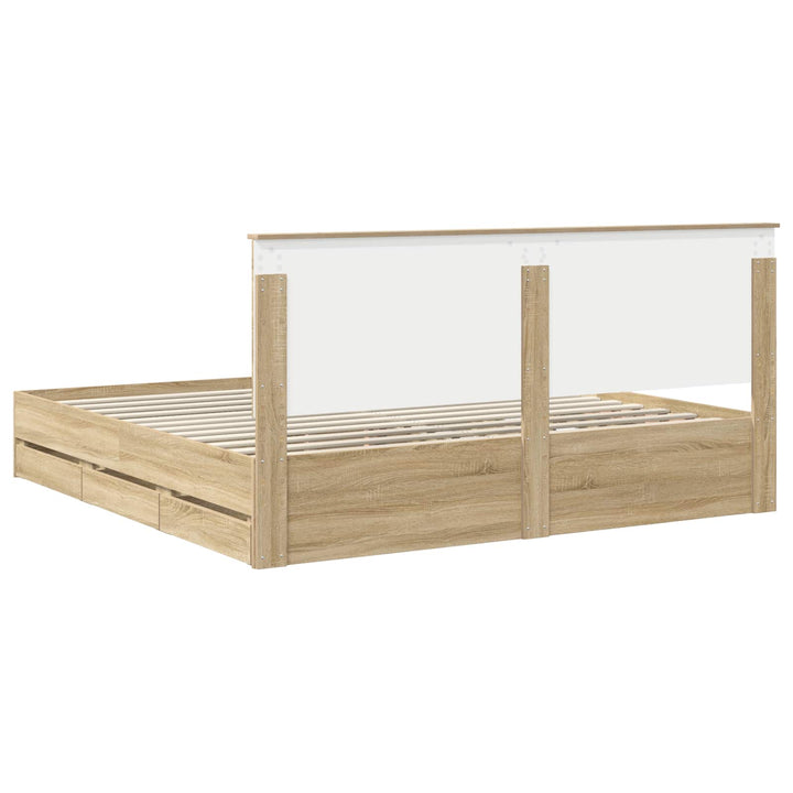 Sengestel med skuffe Sonoma eg 200 x 200 cm Ingeniørtræ