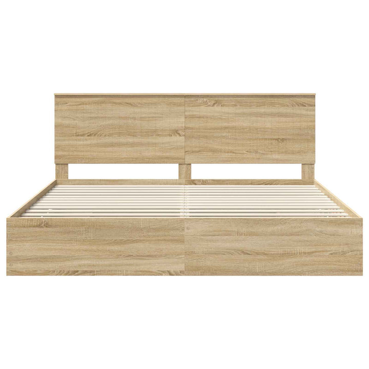 Sengestel med skuffe Sonoma eg 200 x 200 cm Ingeniørtræ