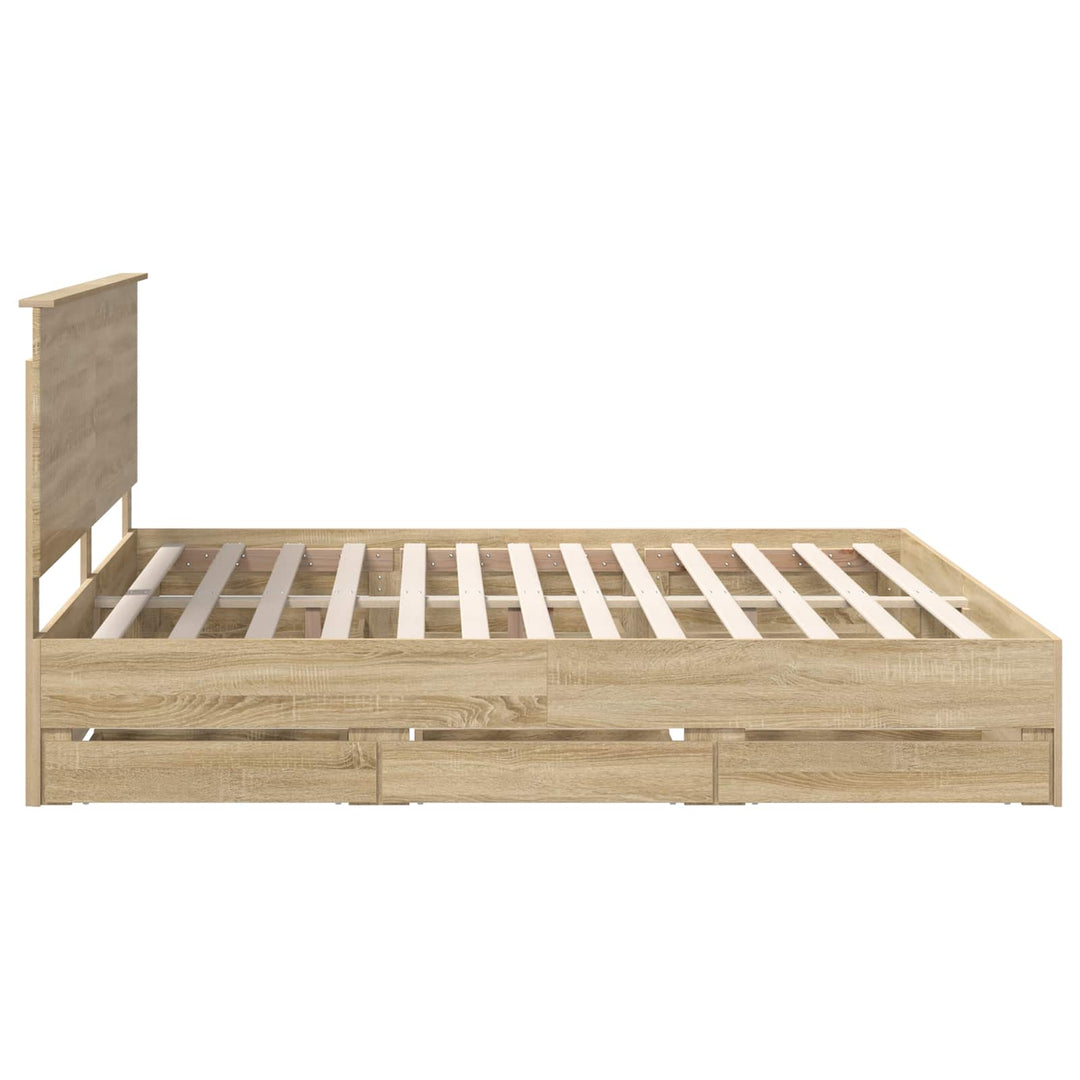 Sengestel med skuffe Sonoma eg 200 x 200 cm Ingeniørtræ