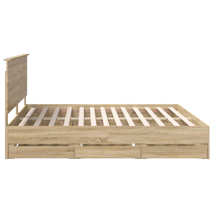 Sengestel med skuffe Sonoma eg 200 x 200 cm Ingeniørtræ