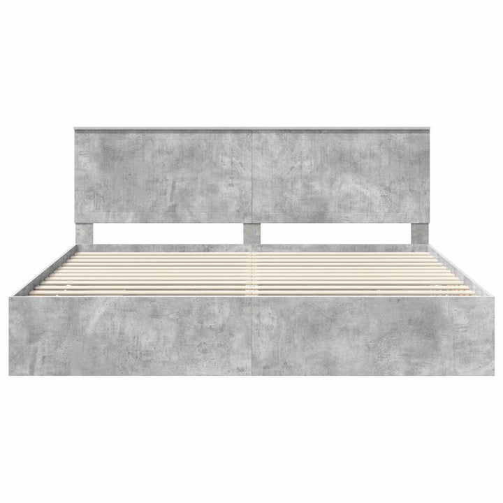Sengestel med skuffe Beton Grå 200 x 200 cm Ingeniørtræ