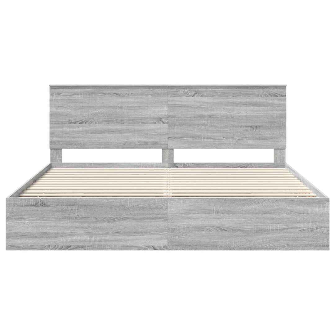 Sengestel med skuffe Grå Sonoma 200 x 200 cm Ingeniørtræ