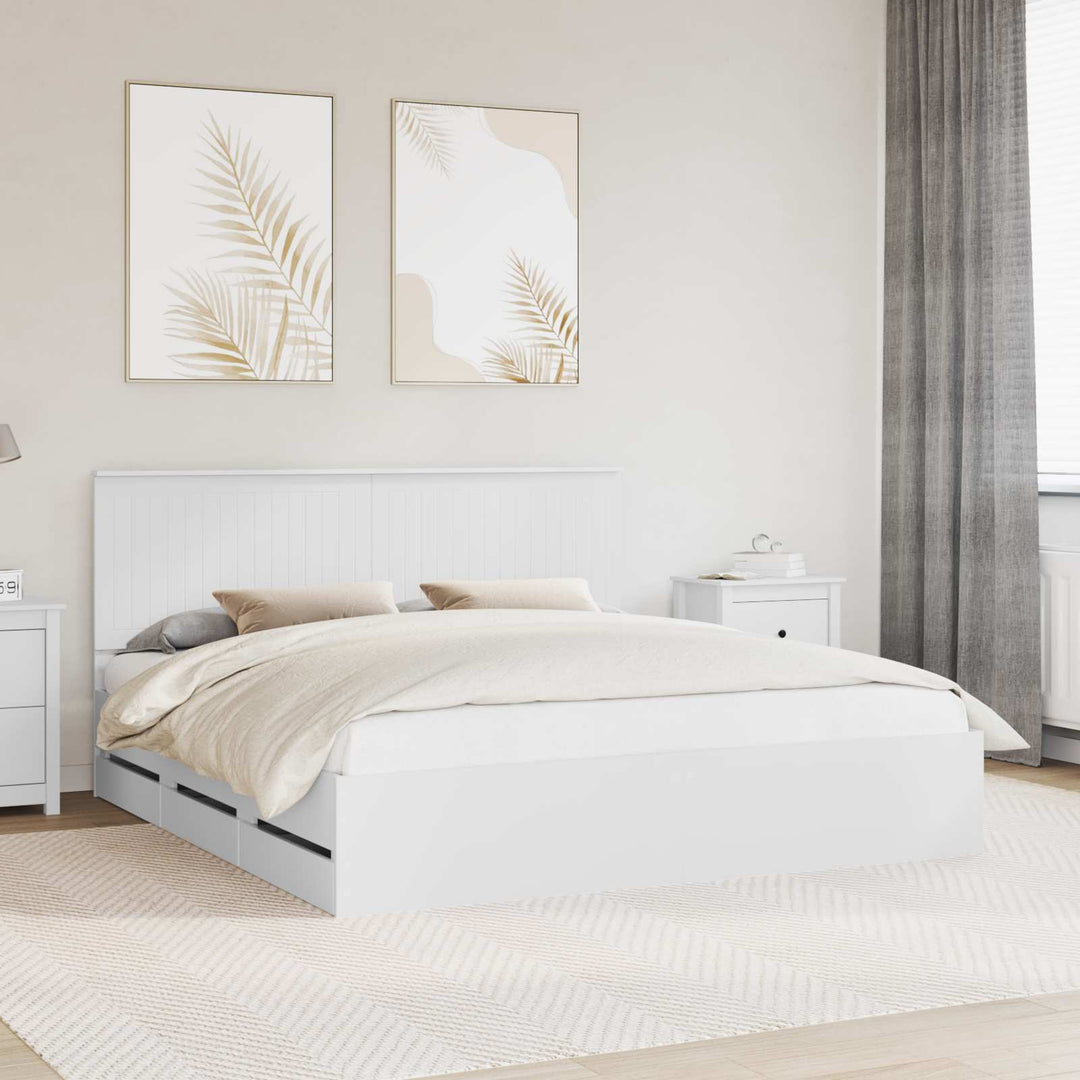 Sengestel med skuffe Hvid 180 x 200 cm Ingeniørtræ