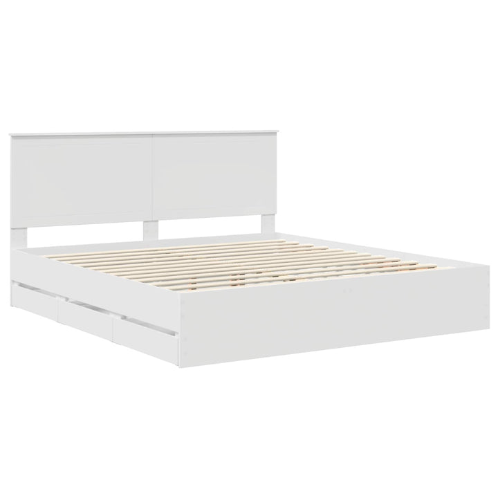 Sengestel med skuffe Hvid 180 x 200 cm Ingeniørtræ
