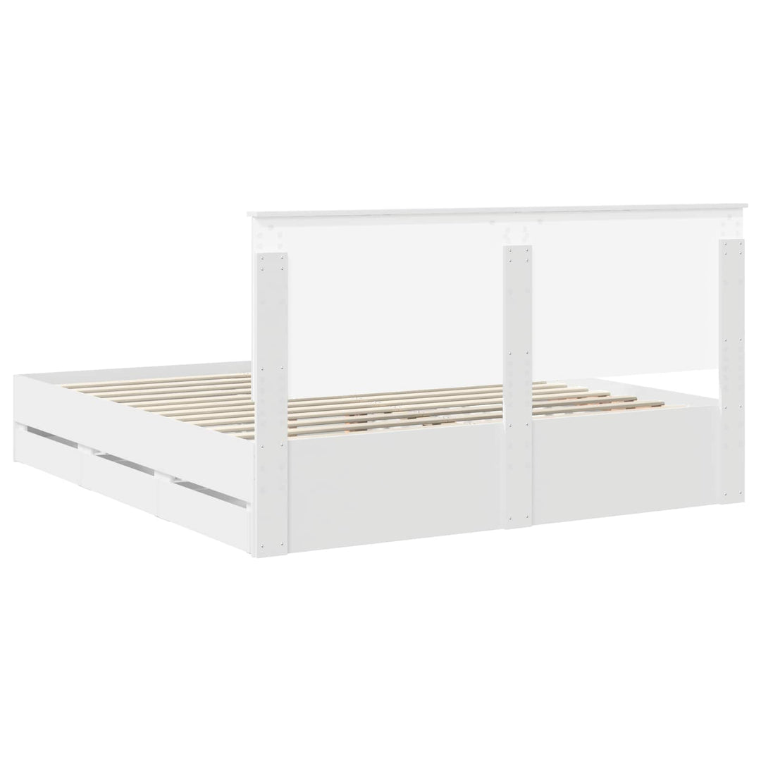 Sengestel med skuffe Hvid 180 x 200 cm Ingeniørtræ