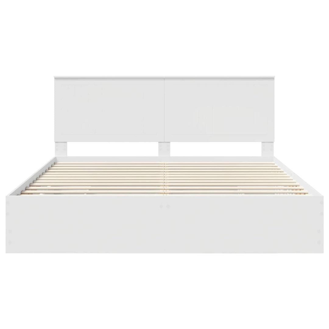 Sengestel med skuffe Hvid 180 x 200 cm Ingeniørtræ