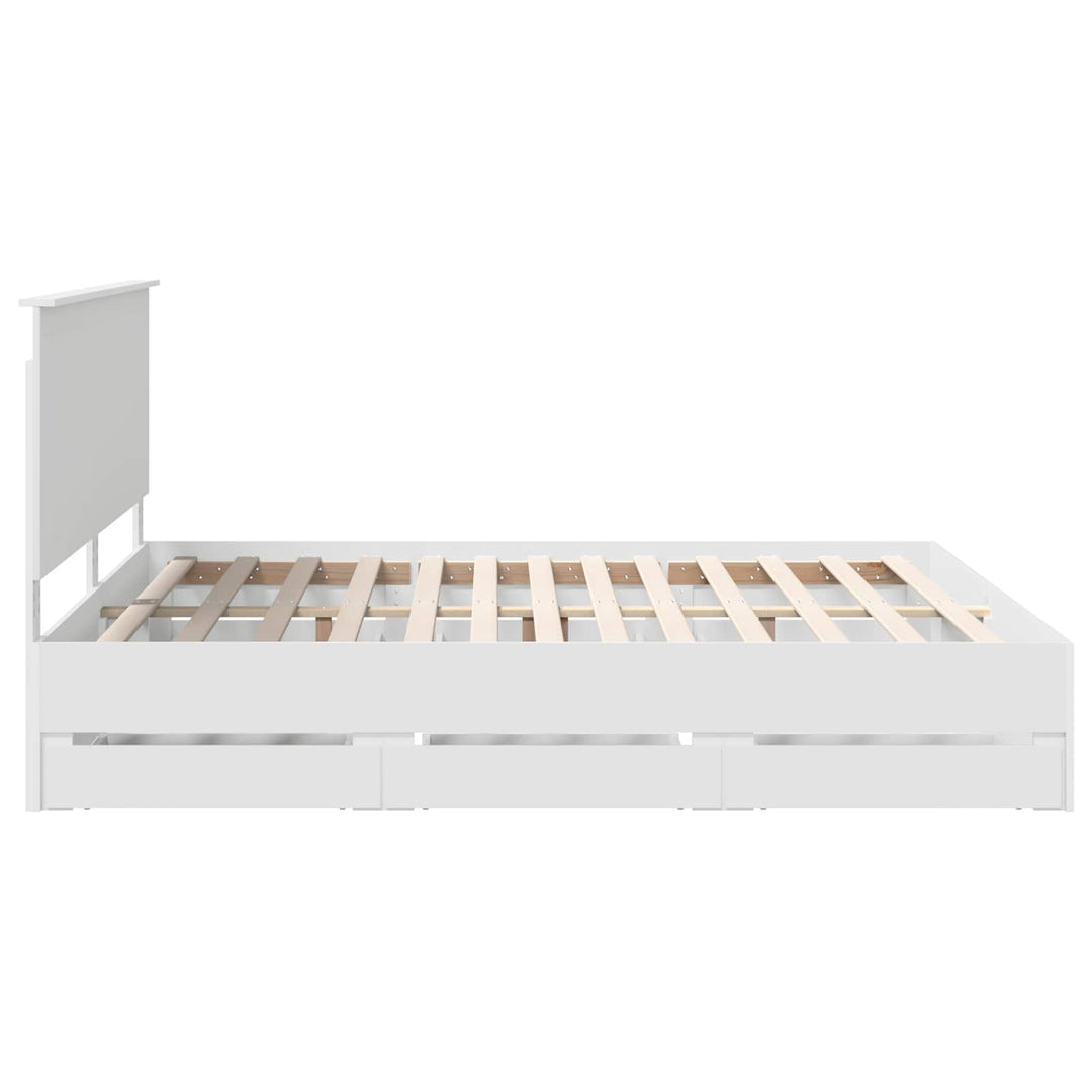 Sengestel med skuffe Hvid 180 x 200 cm Ingeniørtræ