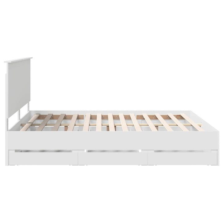 Sengestel med skuffe Hvid 180 x 200 cm Ingeniørtræ