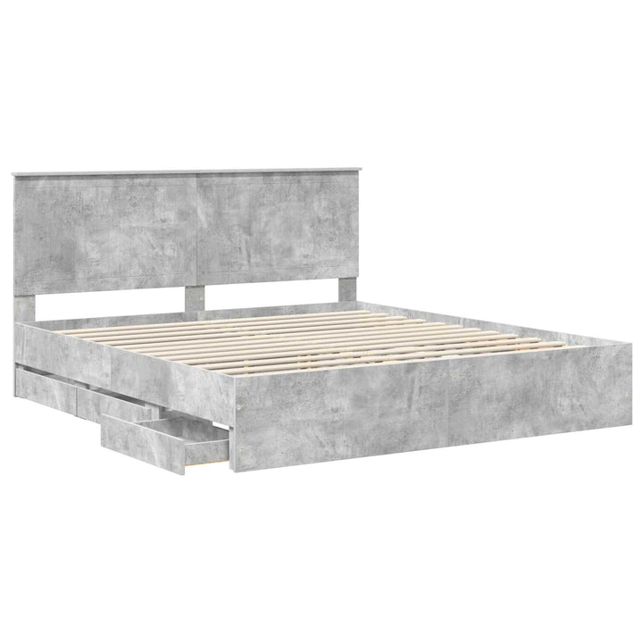 Sengestel med skuffe Beton Grå 180 x 200 cm Ingeniørtræ