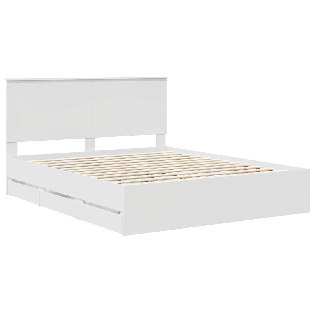 Sengestel med skuffe Hvid 160 x 200 cm Ingeniørtræ