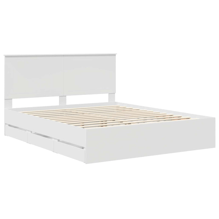 Sengestel med skuffe Hvid 160 x 200 cm Ingeniørtræ