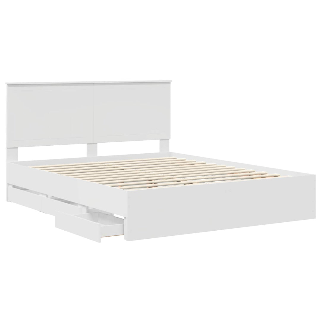 Sengestel med skuffe Hvid 160 x 200 cm Ingeniørtræ