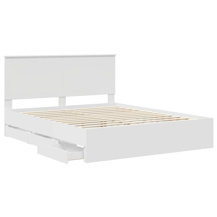 Sengestel med skuffe Hvid 160 x 200 cm Ingeniørtræ