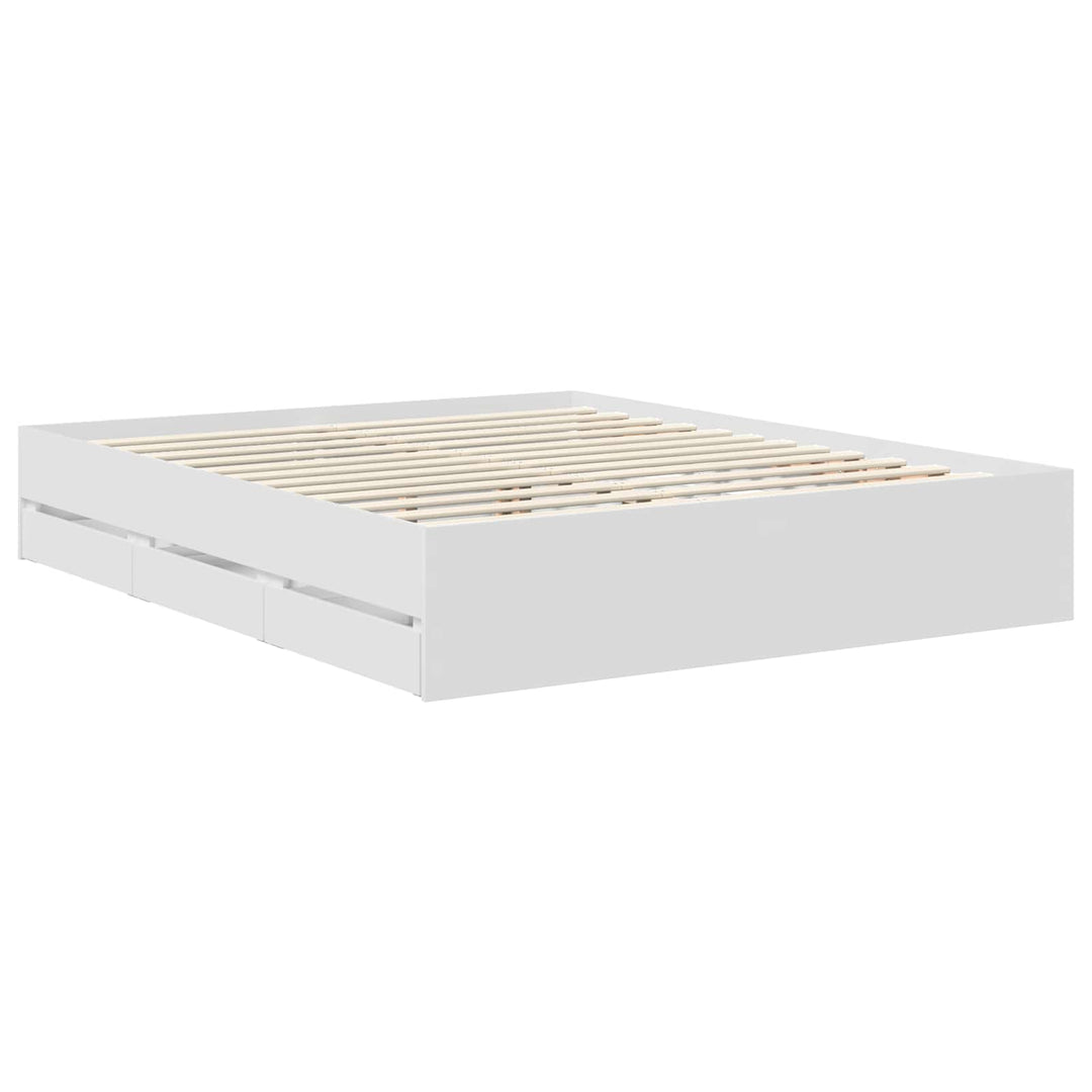 Sengestel med skuffe Hvid 160 x 200 cm Ingeniørtræ