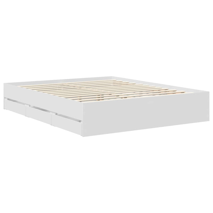Sengestel med skuffe Hvid 160 x 200 cm Ingeniørtræ