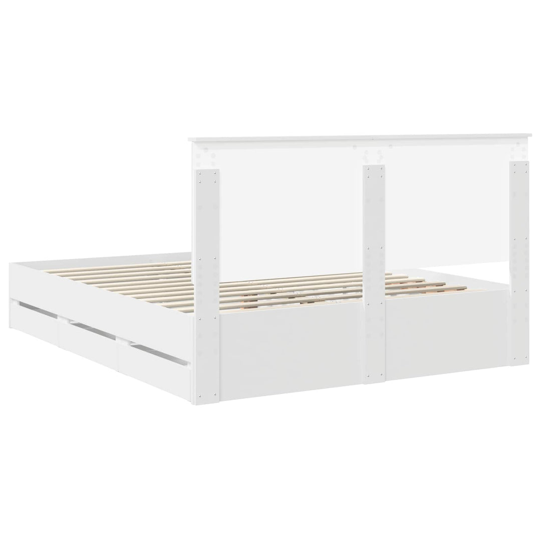Sengestel med skuffe Hvid 160 x 200 cm Ingeniørtræ
