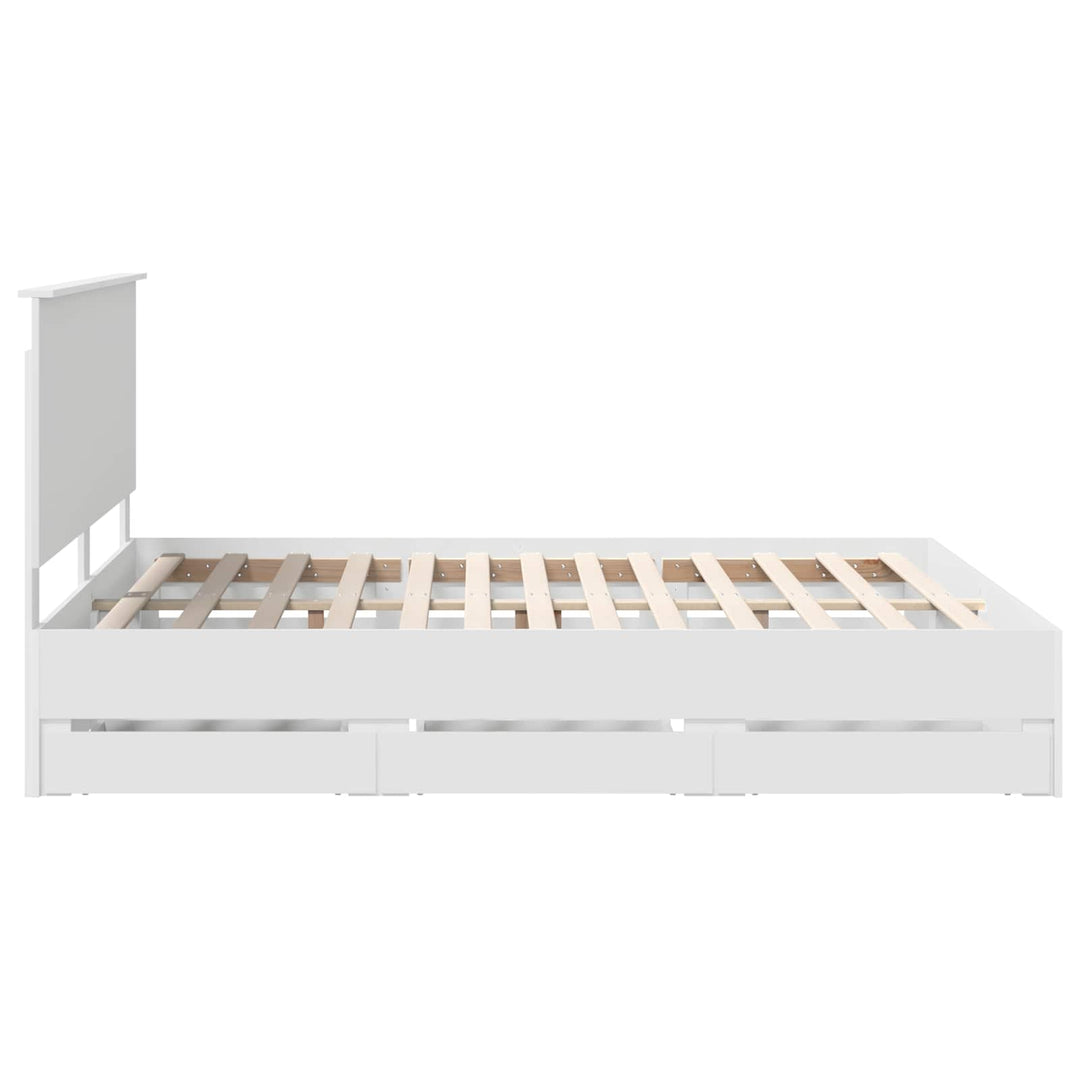 Sengestel med skuffe Hvid 160 x 200 cm Ingeniørtræ