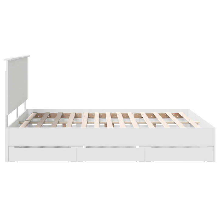 Sengestel med skuffe Hvid 160 x 200 cm Ingeniørtræ