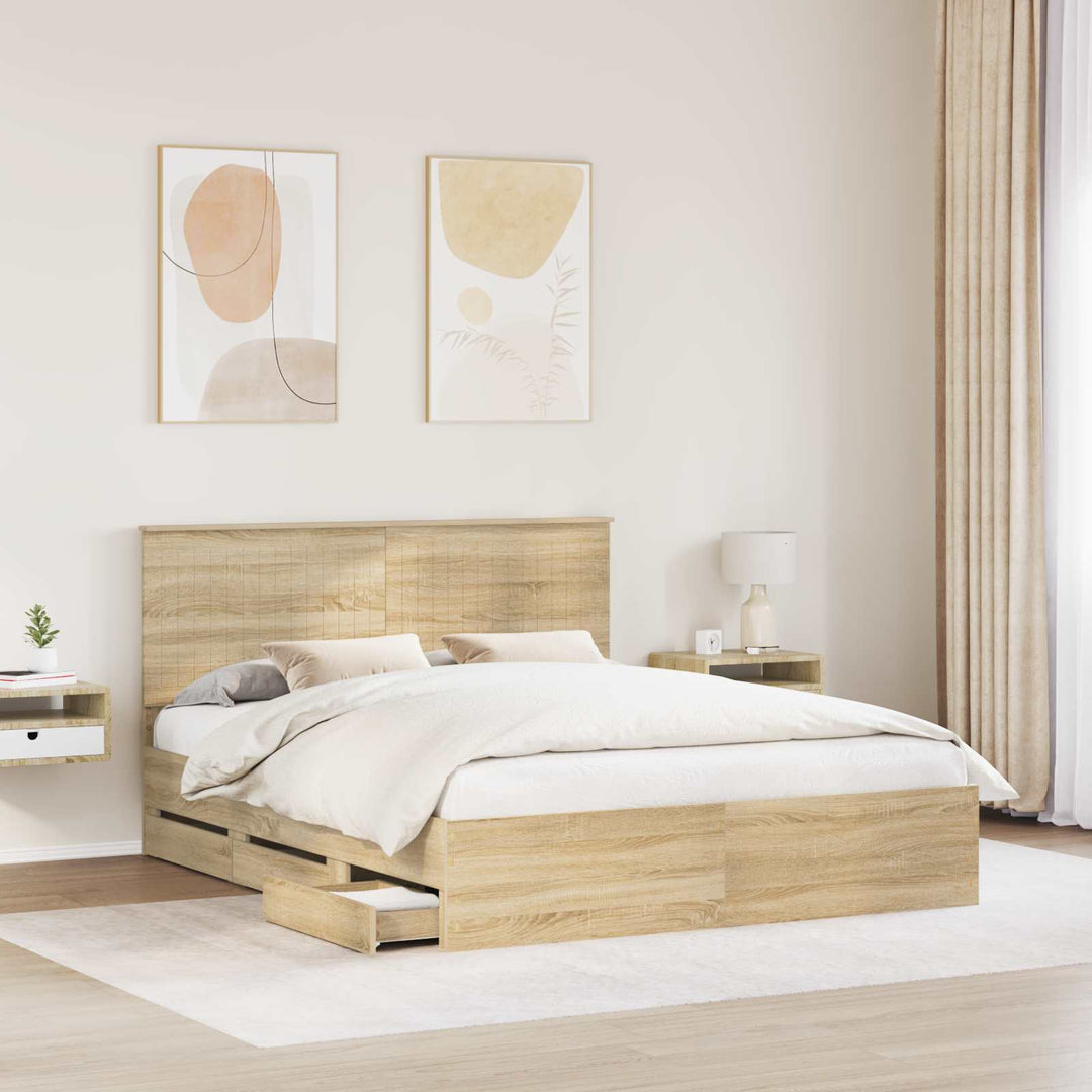Sengestel med skuffe Sonoma eg 160 x 200 cm Ingeniørtræ