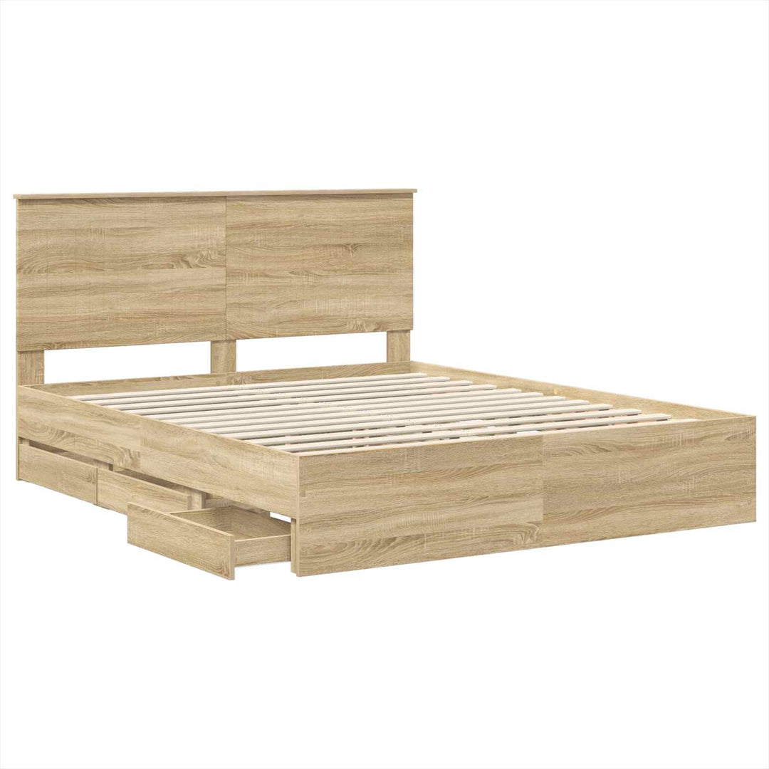 Sengestel med skuffe Sonoma eg 160 x 200 cm Ingeniørtræ