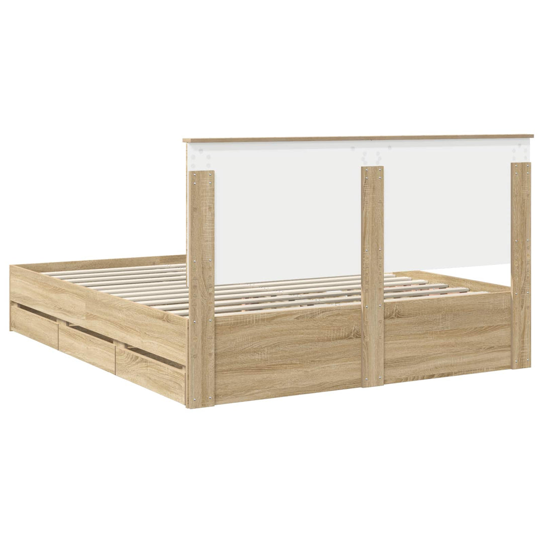 Sengestel med skuffe Sonoma eg 160 x 200 cm Ingeniørtræ
