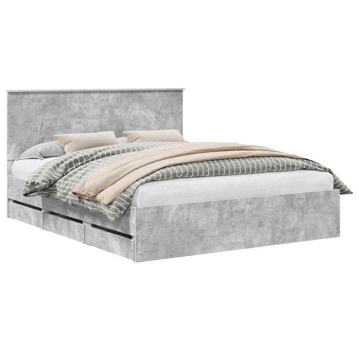Sengestel med skuffe Beton Grå 160 x 200 cm Ingeniørtræ