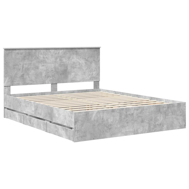 Sengestel med skuffe Beton Grå 160 x 200 cm Ingeniørtræ