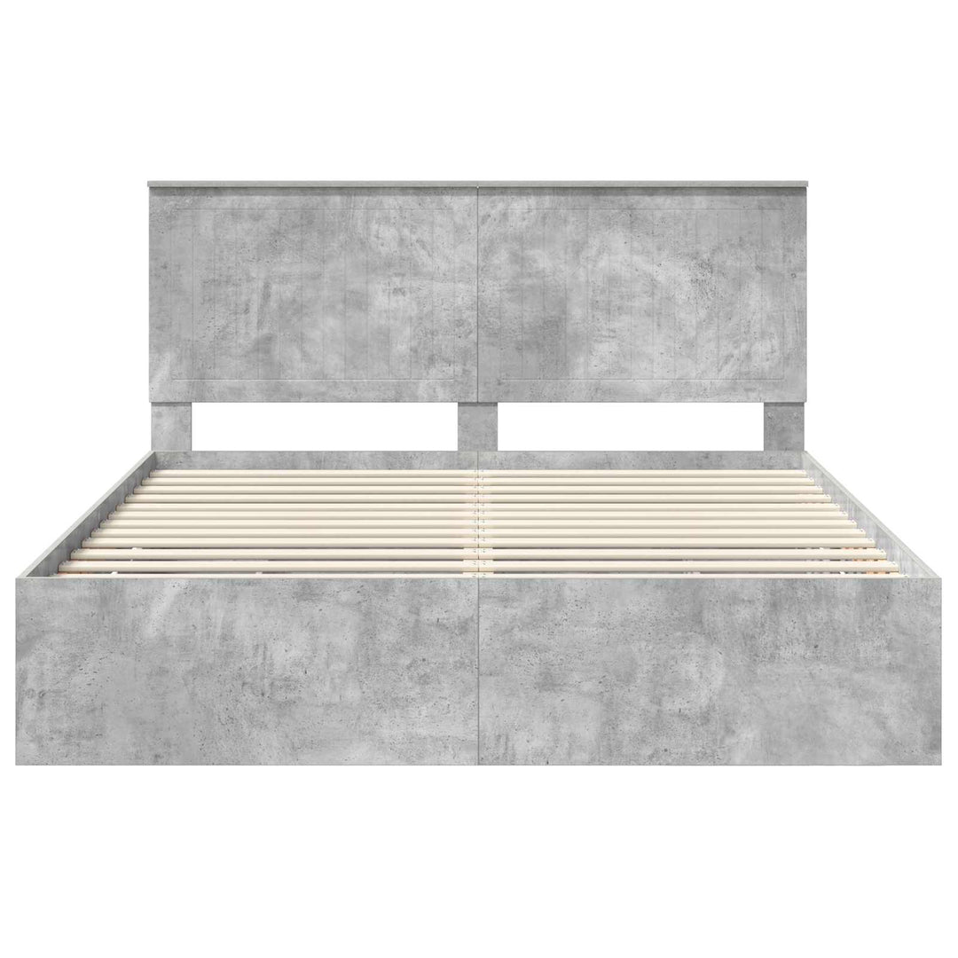 Sengestel med skuffe Beton Grå 160 x 200 cm Ingeniørtræ