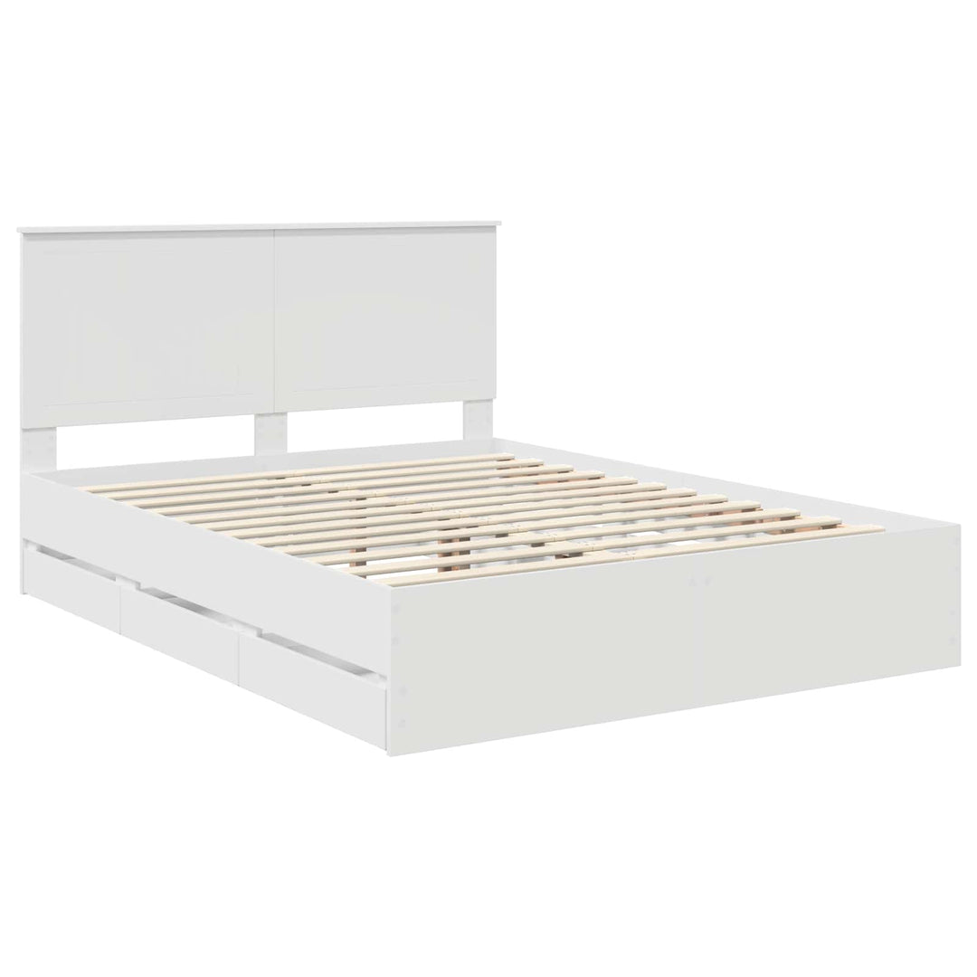 Sengestel med skuffe Hvid 150 x 200 cm Ingeniørtræ