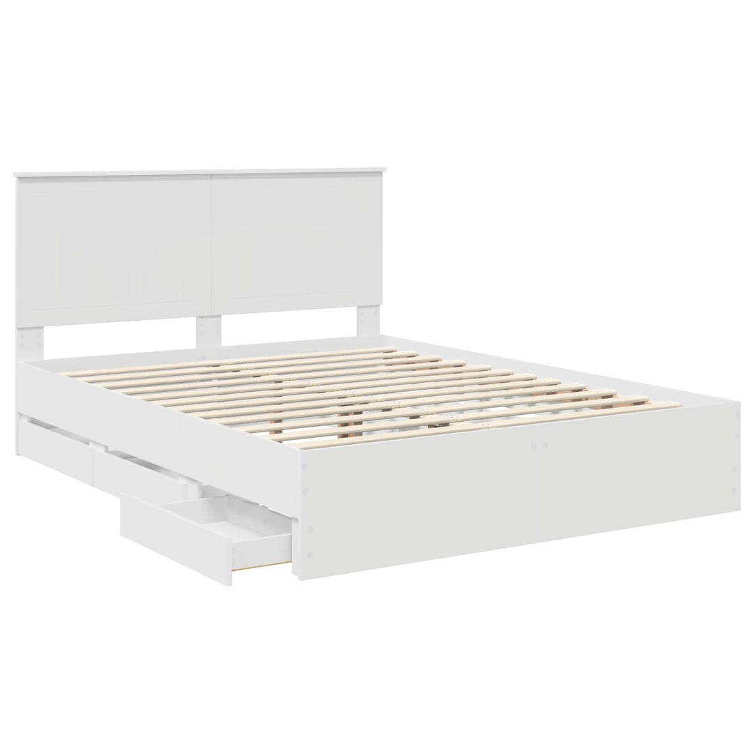 Sengestel med skuffe Hvid 150 x 200 cm Ingeniørtræ