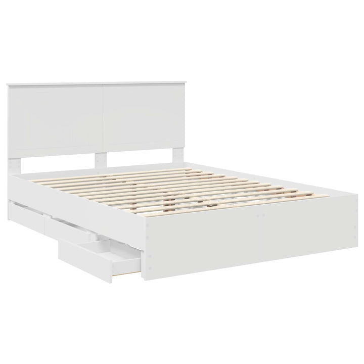 Sengestel med skuffe Hvid 150 x 200 cm Ingeniørtræ