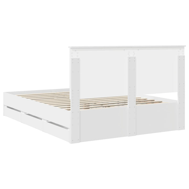 Sengestel med skuffe Hvid 150 x 200 cm Ingeniørtræ