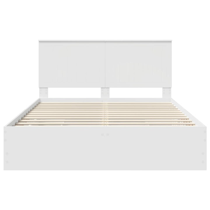 Sengestel med skuffe Hvid 150 x 200 cm Ingeniørtræ