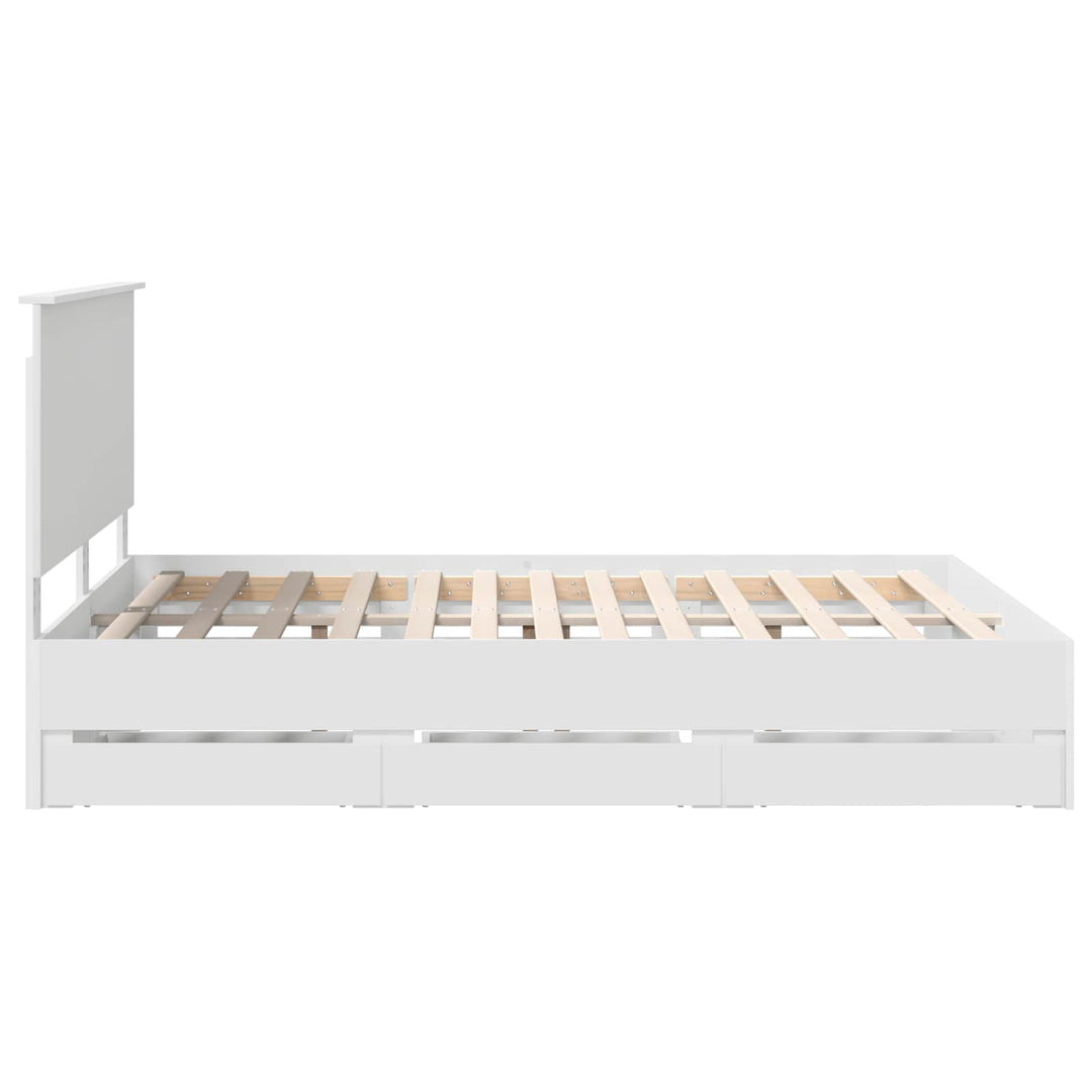 Sengestel med skuffe Hvid 150 x 200 cm Ingeniørtræ