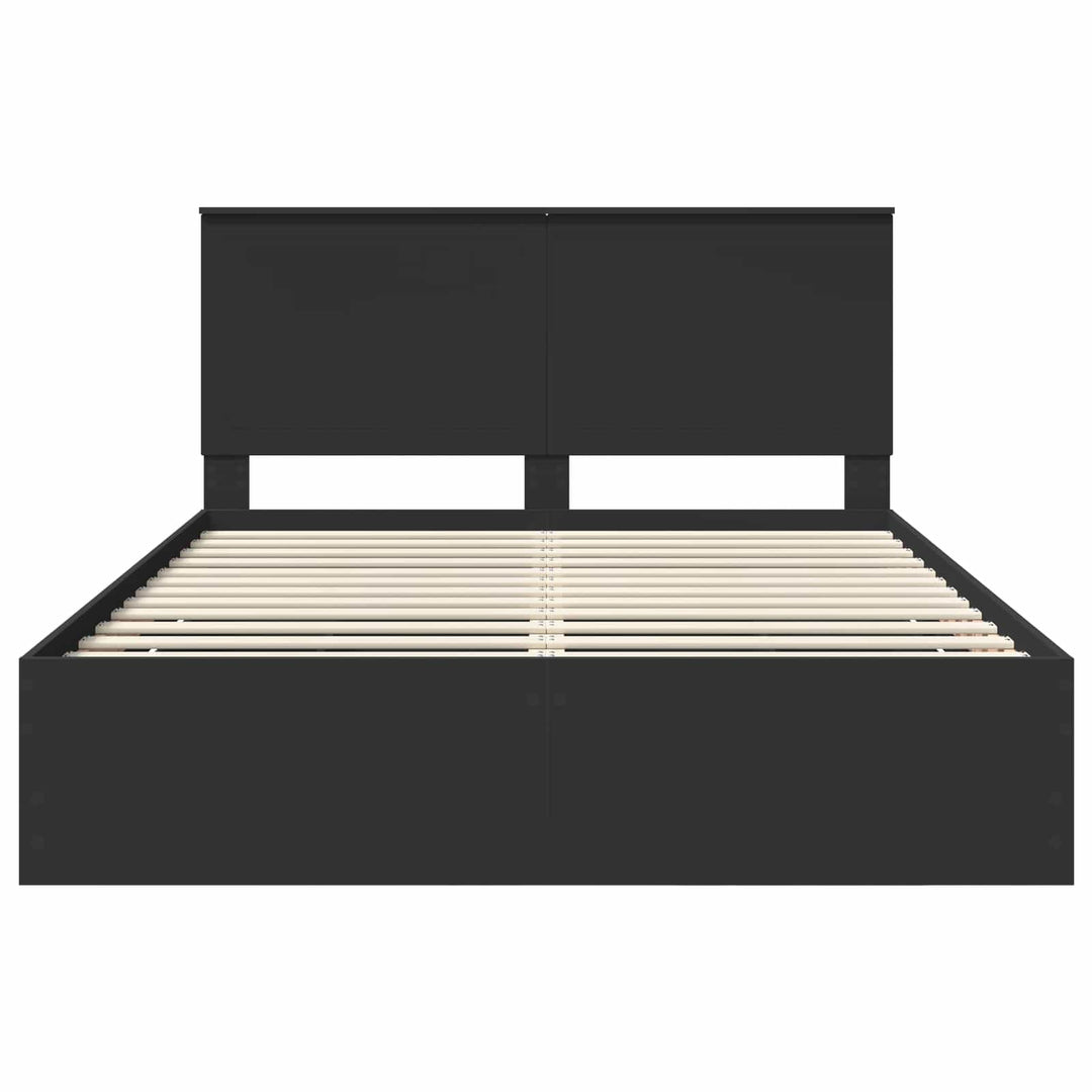 Sengestel med skuffe Sort 150 x 200 cm Ingeniørtræ