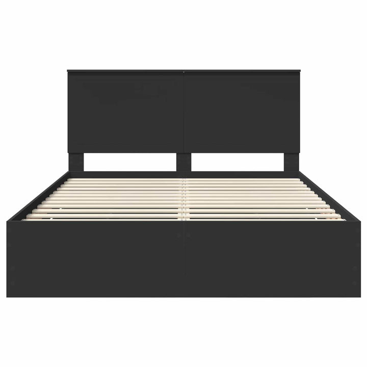 Sengestel med skuffe Sort 150 x 200 cm Ingeniørtræ