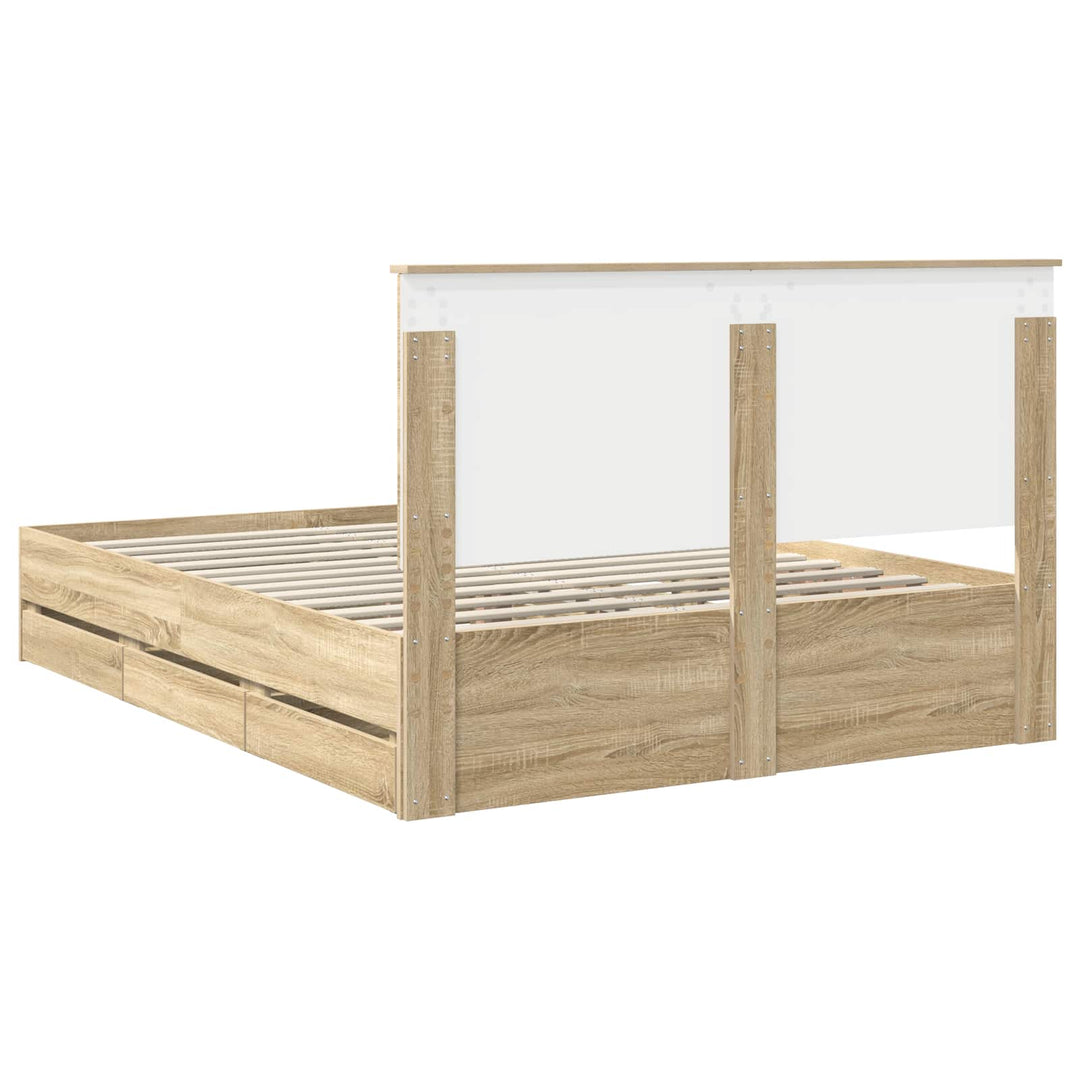 Sengestel med skuffe Sonoma eg 150 x 200 cm Ingeniørtræ